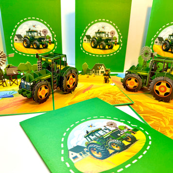 🚜 A Green Tractor with Australian Farm & Animals - Perfect for Young Farmers or Kids Origami Pop Cards 3D Pop Up Greeting Card Celebrate Happy Birthday Thank You Handmade Best Wishes Gift Thinking of You Blank Card for Any Occasion Happy Father's Day