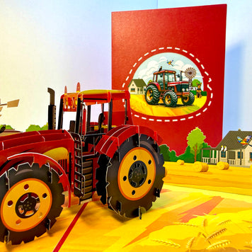 🚜 A Red Tractor with Australian Farm & Animals - Perfect for Young Farmers or Kids Origami Pop Cards 3D Pop Up Greeting Card Celebrate Happy Birthday Thank You Handmade Best Wishes Gift Thinking of You Blank Card for Any Occasion Happy Father's Day