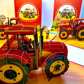 🚜 A Red Tractor with Australian Farm & Animals - Perfect for Young Farmers or Kids Origami Pop Cards 3D Pop Up Greeting Card Celebrate Happy Birthday Thank You Handmade Best Wishes Gift Thinking of You Blank Card for Any Occasion Happy Father's Day