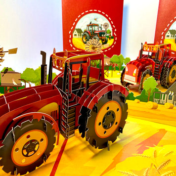 🚜 A Red Tractor with Australian Farm & Animals - Perfect for Young Farmers or Kids Origami Pop Cards 3D Pop Up Greeting Card Celebrate Happy Birthday Thank You Handmade Best Wishes Gift Thinking of You Blank Card for Any Occasion Happy Father's Day