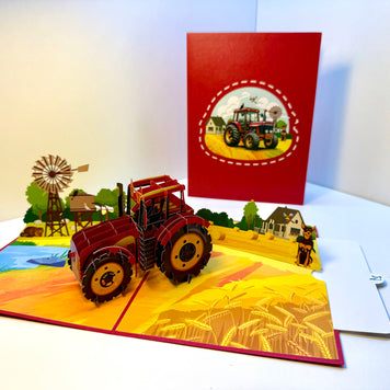 🚜 A Red Tractor with Australian Farm & Animals - Perfect for Young Farmers or Kids Origami Pop Cards 3D Pop Up Greeting Card Celebrate Happy Birthday Thank You Handmade Best Wishes Gift Thinking of You Blank Card for Any Occasion Happy Father's Day