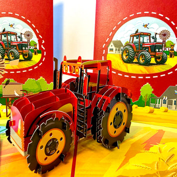 🚜 A Red Tractor with Australian Farm & Animals - Perfect for Young Farmers or Kids Origami Pop Cards 3D Pop Up Greeting Card Celebrate Happy Birthday Thank You Handmade Best Wishes Gift Thinking of You Blank Card for Any Occasion Happy Father's Day