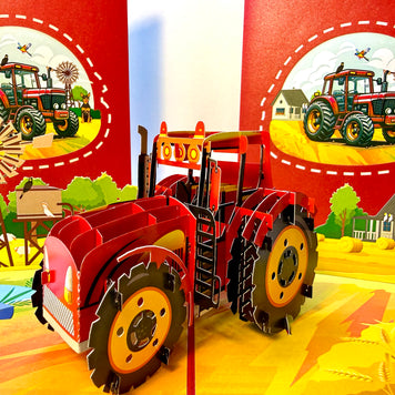 🚜 A Red Tractor with Australian Farm & Animals - Perfect for Young Farmers or Kids Origami Pop Cards 3D Pop Up Greeting Card Celebrate Happy Birthday Thank You Handmade Best Wishes Gift Thinking of You Blank Card for Any Occasion Happy Father's Day