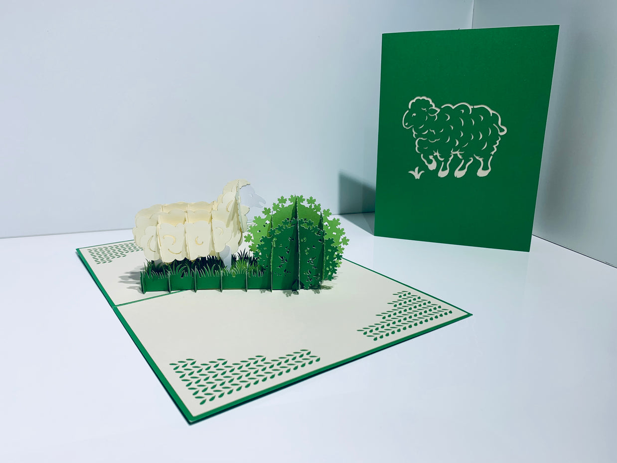 A Single Sheep with Green Cover Origami Pop Cards 3D Pop Up Greeting Card Happy Birthday Thank You Handmade Gift Thinking of You Blank Card for Any Occasion Happy Mother's Day Happy Father's Australiana Celebrate the Beauty