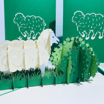 A Single Sheep with Green Cover Origami Pop Cards 3D Pop Up Greeting Card Happy Birthday Thank You Handmade Gift Thinking of You Blank Card for Any Occasion Happy Mother's Day Happy Father's Australiana Celebrate the Beauty