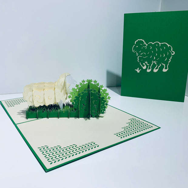 A Single Sheep with Green Cover Origami Pop Cards 3D Pop Up Greeting Card Happy Birthday Thank You Handmade Gift Thinking of You Blank Card for Any Occasion Happy Mother's Day Happy Father's Australiana Celebrate the Beauty