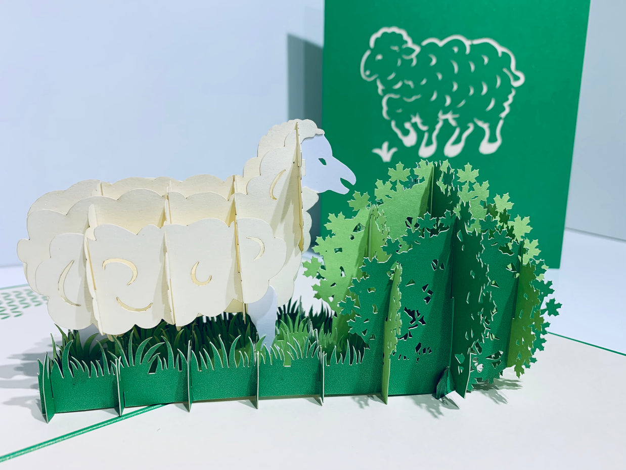 A Single Sheep with Green Cover Origami Pop Cards 3D Pop Up Greeting Card Happy Birthday Thank You Handmade Gift Thinking of You Blank Card for Any Occasion Happy Mother's Day Happy Father's Australiana Celebrate the Beauty