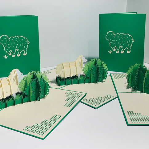 A Single Sheep with Green Cover Origami Pop Cards 3D Pop Up Greeting Card Happy Birthday Thank You Handmade Gift Thinking of You Blank Card for Any Occasion Happy Mother's Day Happy Father's Australiana Celebrate the Beauty