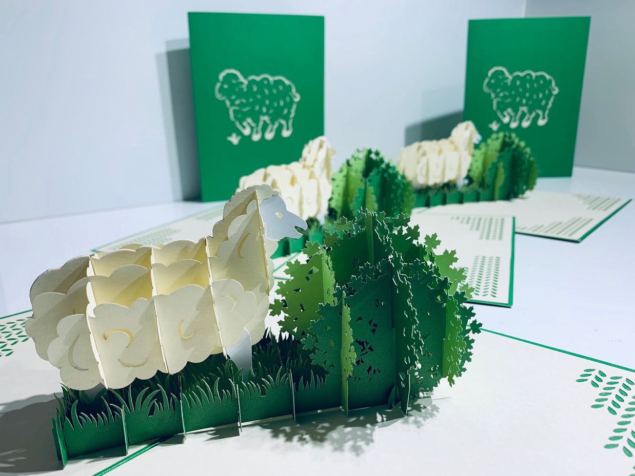 A Single Sheep with Green Cover Origami Pop Cards 3D Pop Up Greeting Card Happy Birthday Thank You Handmade Gift Thinking of You Blank Card for Any Occasion Happy Mother's Day Happy Father's Australiana Celebrate the Beauty