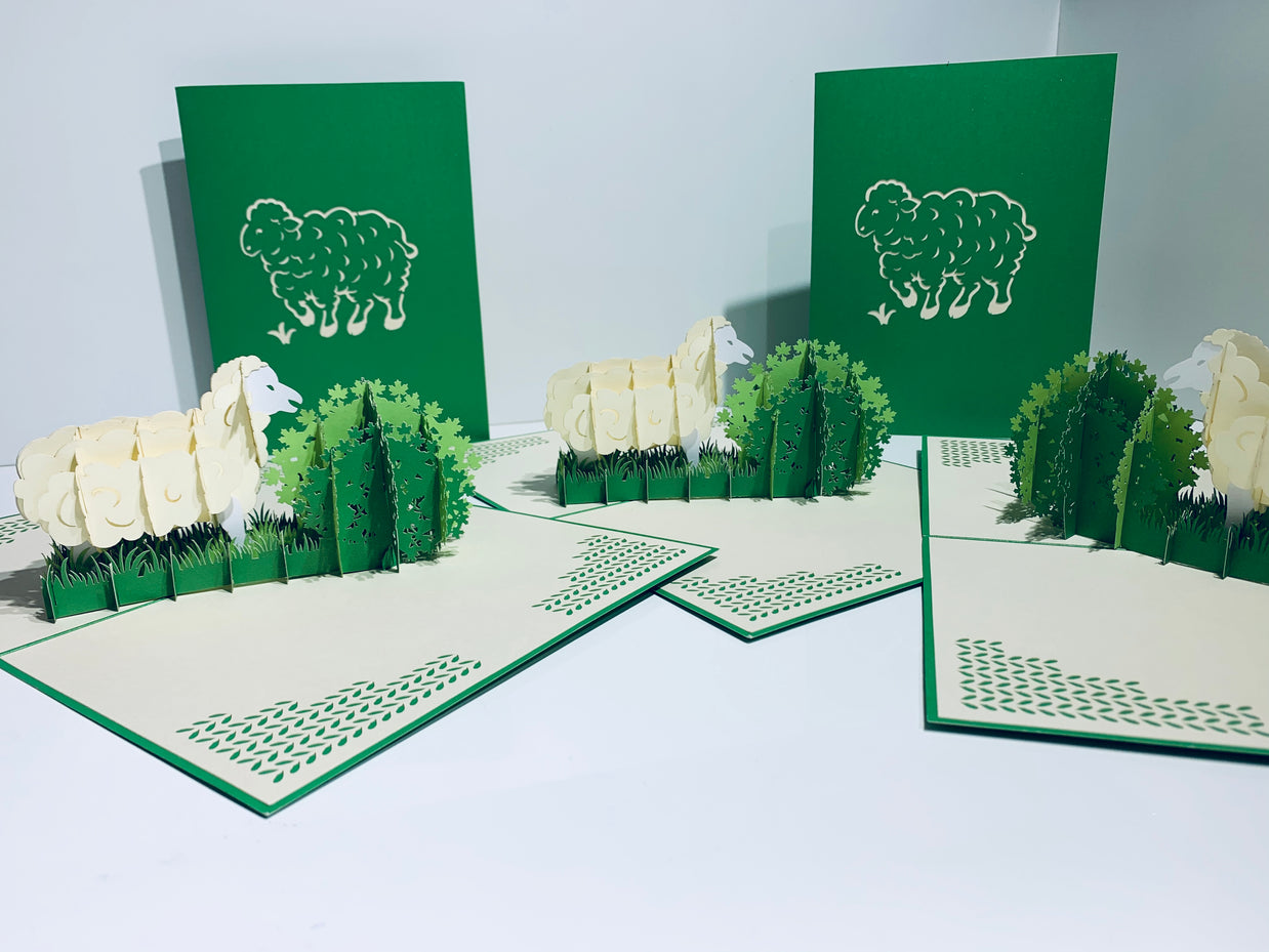 A Single Sheep with Green Cover Origami Pop Cards 3D Pop Up Greeting Card Happy Birthday Thank You Handmade Gift Thinking of You Blank Card for Any Occasion Happy Mother's Day Happy Father's Australiana Celebrate the Beauty