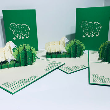 A Single Sheep with Green Cover Origami Pop Cards 3D Pop Up Greeting Card Happy Birthday Thank You Handmade Gift Thinking of You Blank Card for Any Occasion Happy Mother's Day Happy Father's Australiana Celebrate the Beauty