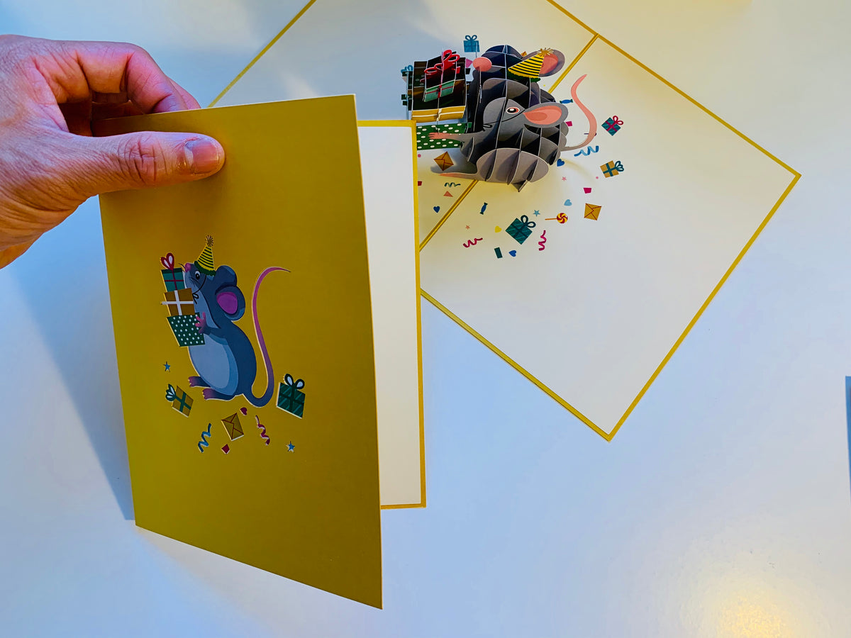 A super cute mouse BIRTHDAY WISH for all ages - Have a MICE birthday! Origami Pop Cards 3D Pop Up Greeting Card Thank You Handmade Gift Thinking of You Happy Birthday Occasion Celebrate the Beauty and Happiness During Special Day Best Wishes Gift