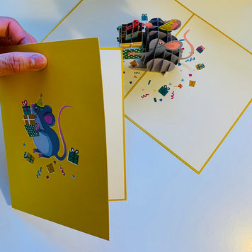 A super cute mouse BIRTHDAY WISH for all ages - Have a MICE birthday! Origami Pop Cards 3D Pop Up Greeting Card Thank You Handmade Gift Thinking of You Happy Birthday Occasion Celebrate the Beauty and Happiness During Special Day Best Wishes Gift