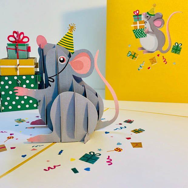 A super cute mouse BIRTHDAY WISH for all ages - Have a MICE birthday! Origami Pop Cards 3D Pop Up Greeting Card Thank You Handmade Gift Thinking of You Happy Birthday Occasion Celebrate the Beauty and Happiness During Special Day Best Wishes Gift