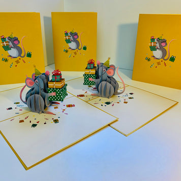 A super cute mouse BIRTHDAY WISH for all ages - Have a MICE birthday! Origami Pop Cards 3D Pop Up Greeting Card Thank You Handmade Gift Thinking of You Happy Birthday Occasion Celebrate the Beauty and Happiness During Special Day Best Wishes Gift