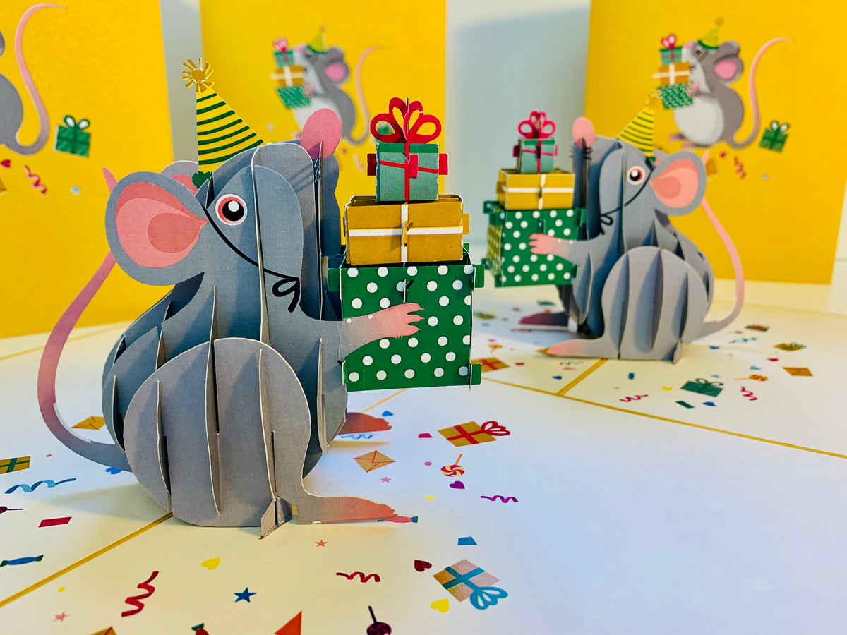 A super cute mouse BIRTHDAY WISH for all ages - Have a MICE birthday! Origami Pop Cards 3D Pop Up Greeting Card Thank You Handmade Gift Thinking of You Happy Birthday Occasion Celebrate the Beauty and Happiness During Special Day Best Wishes Gift