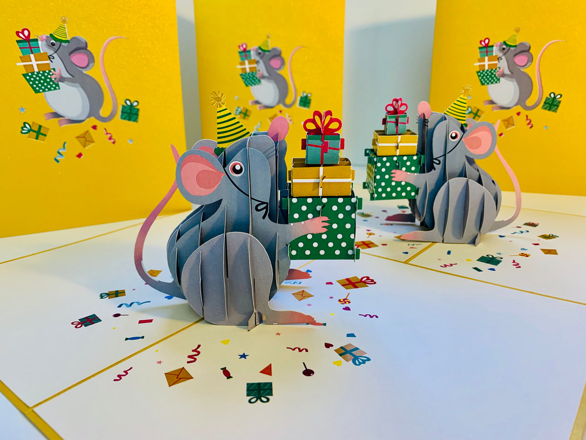 A super cute mouse BIRTHDAY WISH for all ages - Have a MICE birthday! Origami Pop Cards 3D Pop Up Greeting Card Thank You Handmade Gift Thinking of You Happy Birthday Occasion Celebrate the Beauty and Happiness During Special Day Best Wishes Gift