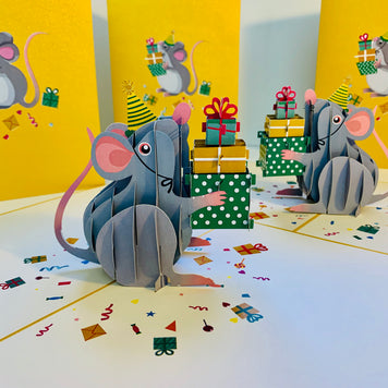 A super cute mouse BIRTHDAY WISH for all ages - Have a MICE birthday! Origami Pop Cards 3D Pop Up Greeting Card Thank You Handmade Gift Thinking of You Happy Birthday Occasion Celebrate the Beauty and Happiness During Special Day Best Wishes Gift