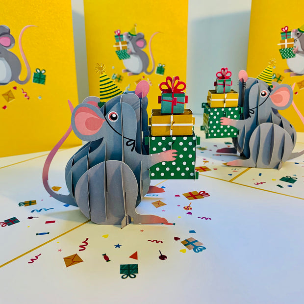 A super cute mouse BIRTHDAY WISH for all ages - Have a MICE birthday! Origami Pop Cards 3D Pop Up Greeting Card Thank You Handmade Gift Thinking of You Happy Birthday Occasion Celebrate the Beauty and Happiness During Special Day Best Wishes Gift