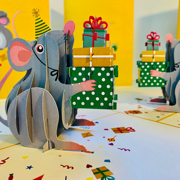 A super cute mouse BIRTHDAY WISH for all ages - Have a MICE birthday! Origami Pop Cards 3D Pop Up Greeting Card Thank You Handmade Gift Thinking of You Happy Birthday Occasion Celebrate the Beauty and Happiness During Special Day Best Wishes Gift