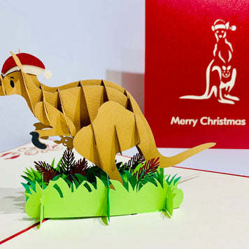 Aussie Christmas Santa Wallaby Kangaroo Wild Animal Origami Pop Cards 3D Pop Up Greeting Card Merry Christmas Thank You Handmade Best Wishes Blank Card Gift Happy Holidays Celebrate the Special Day
