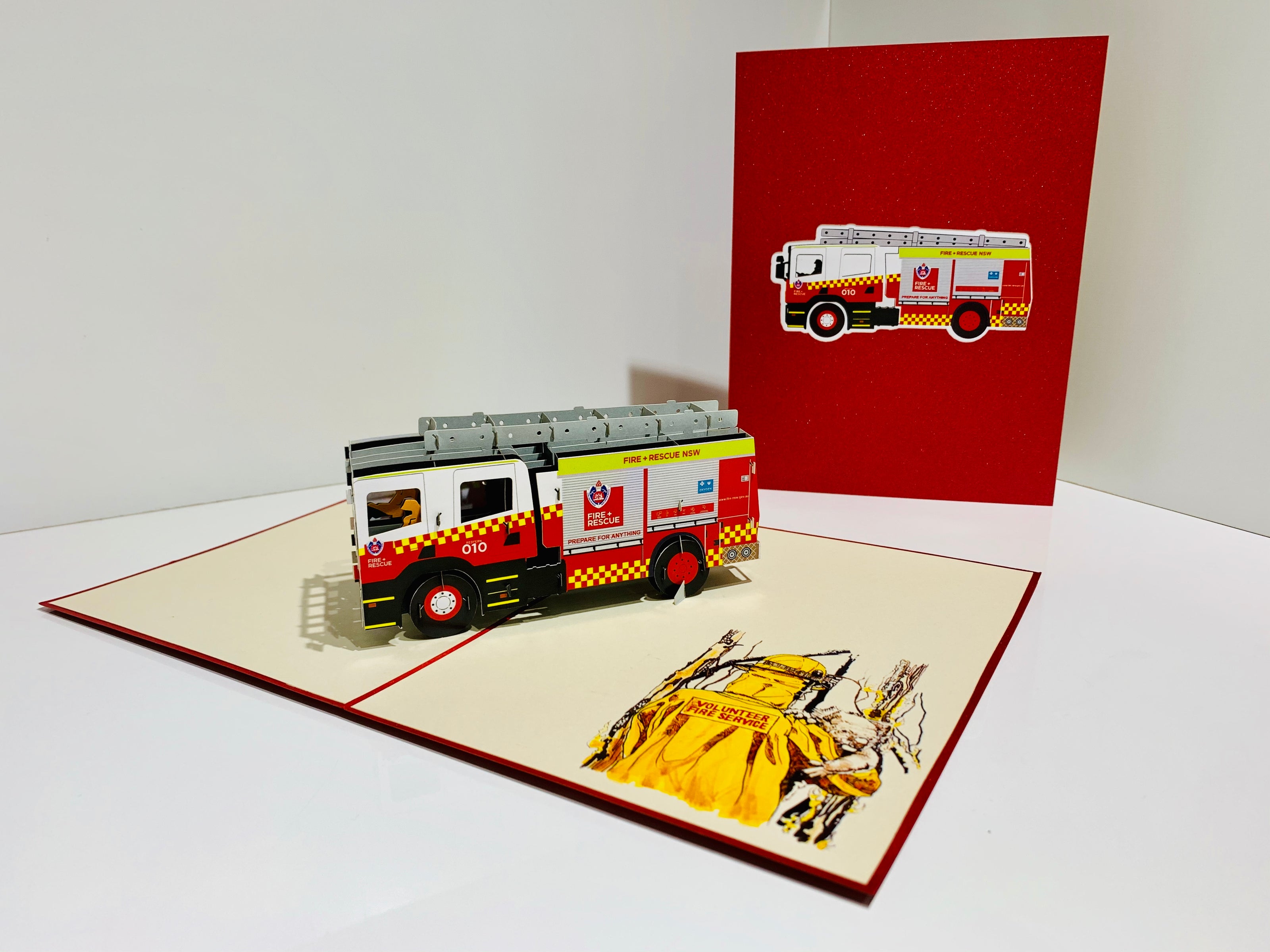 Aussie Fire Brigade Truck Origami Pop Cards 3D Pop Up Greeting Card Thank You Handmade Gift Thinking of You Happy Birthday Occasion Australiana Celebrate the Beauty and Happiness During Special Day