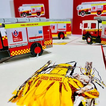 Aussie Fire Brigade Truck Origami Pop Cards 3D Pop Up Greeting Card Thank You Handmade Gift Thinking of You Happy Birthday Occasion Australiana Celebrate the Beauty and Happiness During Special Day