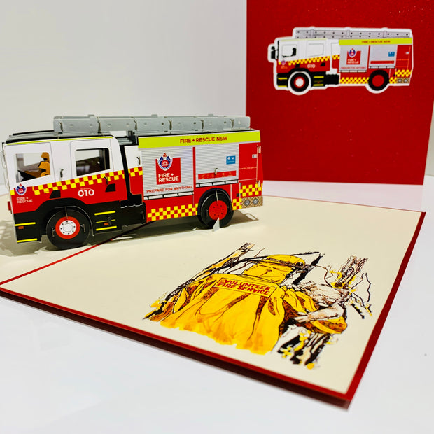 Aussie Fire Brigade Truck Origami Pop Cards 3D Pop Up Greeting Card Thank You Handmade Gift Thinking of You Happy Birthday Occasion Australiana Celebrate the Beauty and Happiness During Special Day