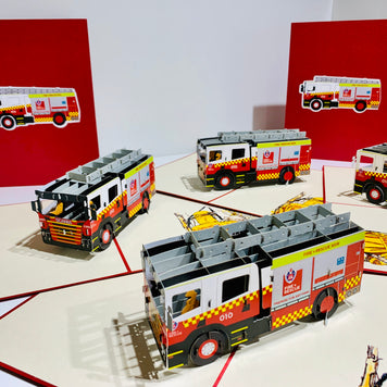 Aussie Fire Brigade Truck Origami Pop Cards 3D Pop Up Greeting Card Thank You Handmade Gift Thinking of You Happy Birthday Occasion Australiana Celebrate the Beauty and Happiness During Special Day