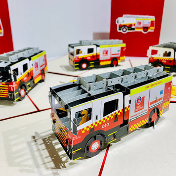 Aussie Fire Brigade Truck Origami Pop Cards 3D Pop Up Greeting Card Thank You Handmade Gift Thinking of You Happy Birthday Occasion Australiana Celebrate the Beauty and Happiness During Special Day