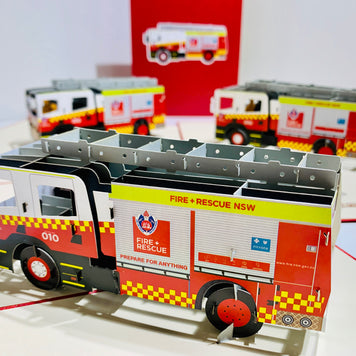 Aussie Fire Brigade Truck Origami Pop Cards 3D Pop Up Greeting Card Thank You Handmade Gift Thinking of You Happy Birthday Occasion Australiana Celebrate the Beauty and Happiness During Special Day
