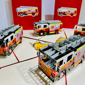 Aussie Fire Brigade Truck Origami Pop Cards 3D Pop Up Greeting Card Thank You Handmade Gift Thinking of You Happy Birthday Occasion Australiana Celebrate the Beauty and Happiness During Special Day