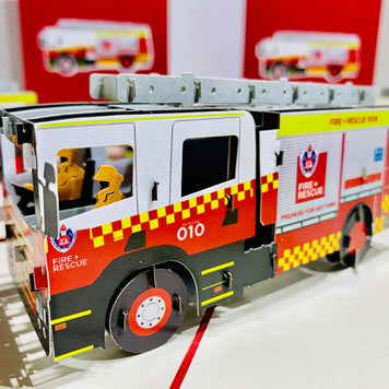 Aussie Fire Brigade Truck Origami Pop Cards 3D Pop Up Greeting Card Thank You Handmade Gift Thinking of You Happy Birthday Occasion Australiana Celebrate the Beauty and Happiness During Special Day