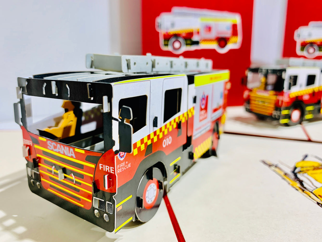 Aussie Fire Brigade Truck Origami Pop Cards 3D Pop Up Greeting Card Thank You Handmade Gift Thinking of You Happy Birthday Occasion Australiana Celebrate the Beauty and Happiness During Special Day