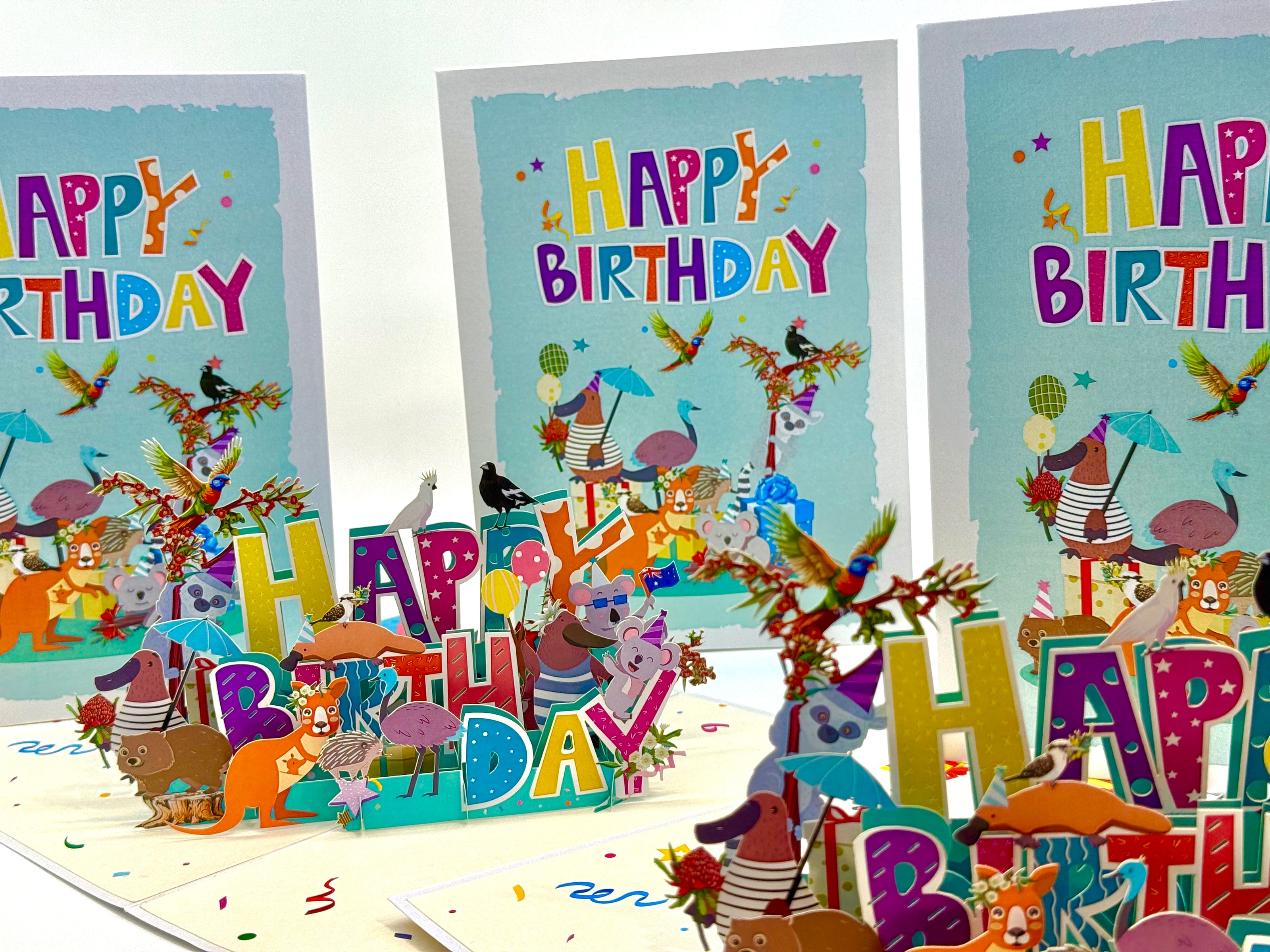 Australian Animal Happy Birthday Party Origami Pop Cards 3D Pop Up Greeting Card Thank You Handmade Happy Birthday Gift Thinking of You Happy Birthday Occasion Australiana Celebrate the Beauty and Happiness During Special Day Best Wishes Gift
