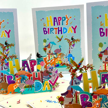 Australian Animal Happy Birthday Party Origami Pop Cards 3D Pop Up Greeting Card Thank You Handmade Happy Birthday Gift Thinking of You Happy Birthday Occasion Australiana Celebrate the Beauty and Happiness During Special Day Best Wishes Gift