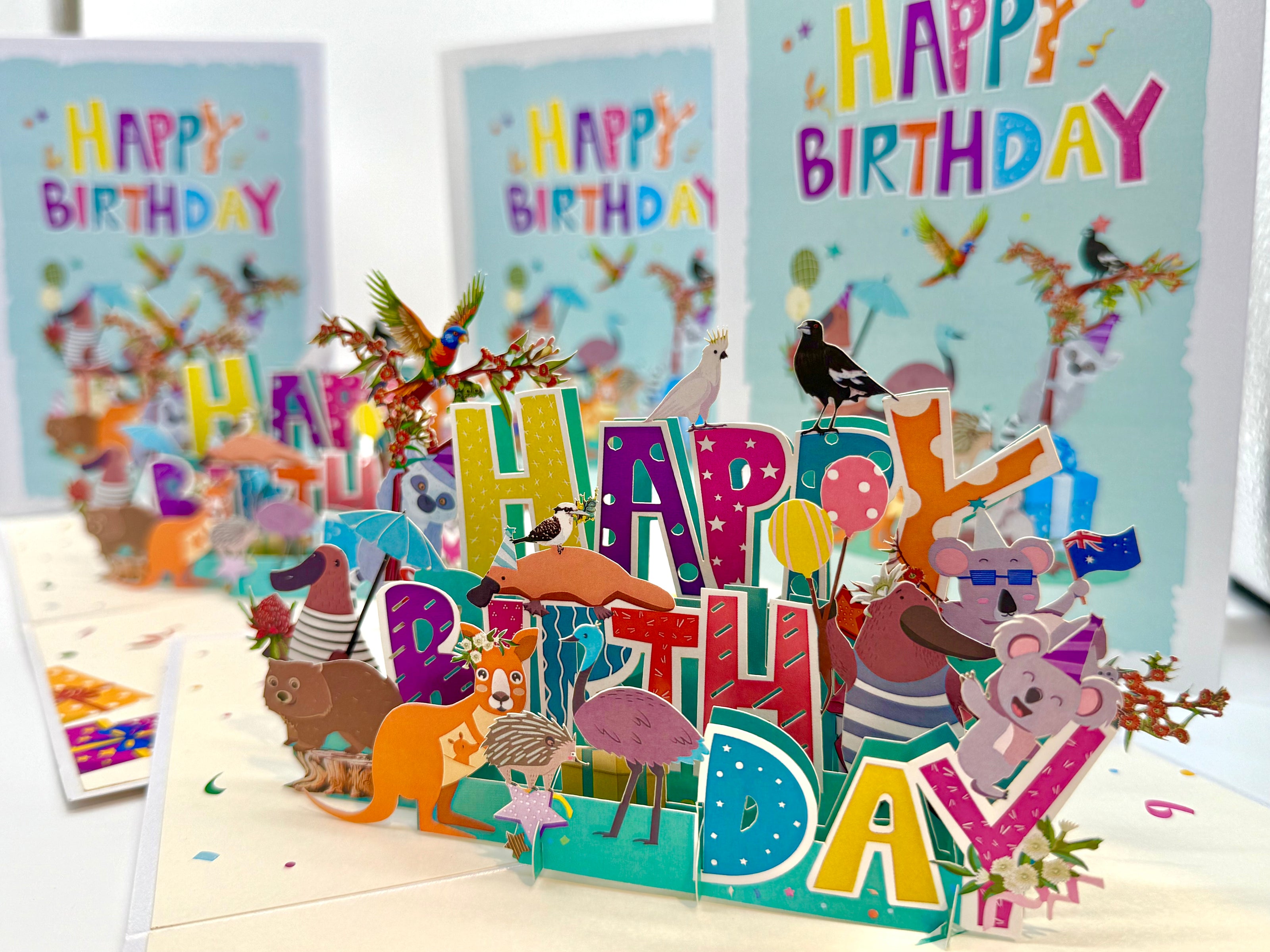 Australian Animal Happy Birthday Party Origami Pop Cards 3D Pop Up Greeting Card Thank You Handmade Happy Birthday Gift Thinking of You Happy Birthday Occasion Australiana Celebrate the Beauty and Happiness During Special Day Best Wishes Gift