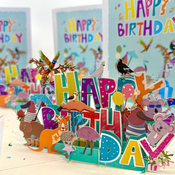 Australian Animal Happy Birthday Party Origami Pop Cards 3D Pop Up Greeting Card Thank You Handmade Happy Birthday Gift Thinking of You Happy Birthday Occasion Australiana Celebrate the Beauty and Happiness During Special Day Best Wishes Gift