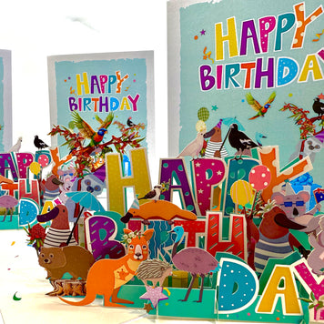 Australian Animal Happy Birthday Party Origami Pop Cards 3D Pop Up Greeting Card Thank You Handmade Happy Birthday Gift Thinking of You Happy Birthday Occasion Australiana Celebrate the Beauty and Happiness During Special Day Best Wishes Gift