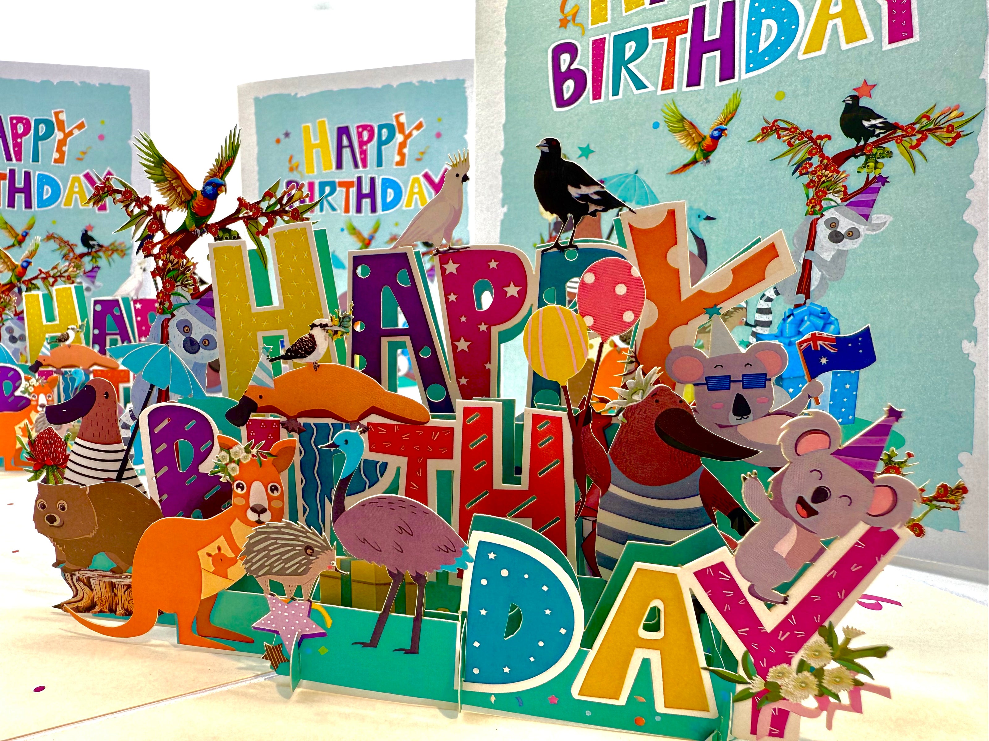 Australian Animal Happy Birthday Party Origami Pop Cards 3D Pop Up Greeting Card Thank You Handmade Happy Birthday Gift Thinking of You Happy Birthday Occasion Australiana Celebrate the Beauty and Happiness During Special Day Best Wishes Gift