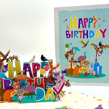 Australian Animal Happy Birthday Party Origami Pop Cards 3D Pop Up Greeting Card Thank You Handmade Happy Birthday Gift Thinking of You Happy Birthday Occasion Australiana Celebrate the Beauty and Happiness During Special Day Best Wishes Gift