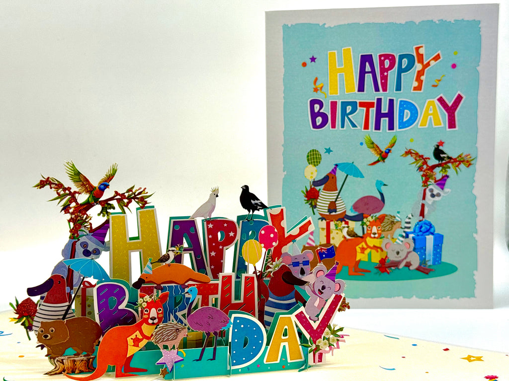 Australian Animal Happy Birthday Party Origami Pop Cards 3D Pop Up Greeting Card Thank You Handmade Happy Birthday Gift Thinking of You Happy Birthday Occasion Australiana Celebrate the Beauty and Happiness During Special Day Best Wishes Gift