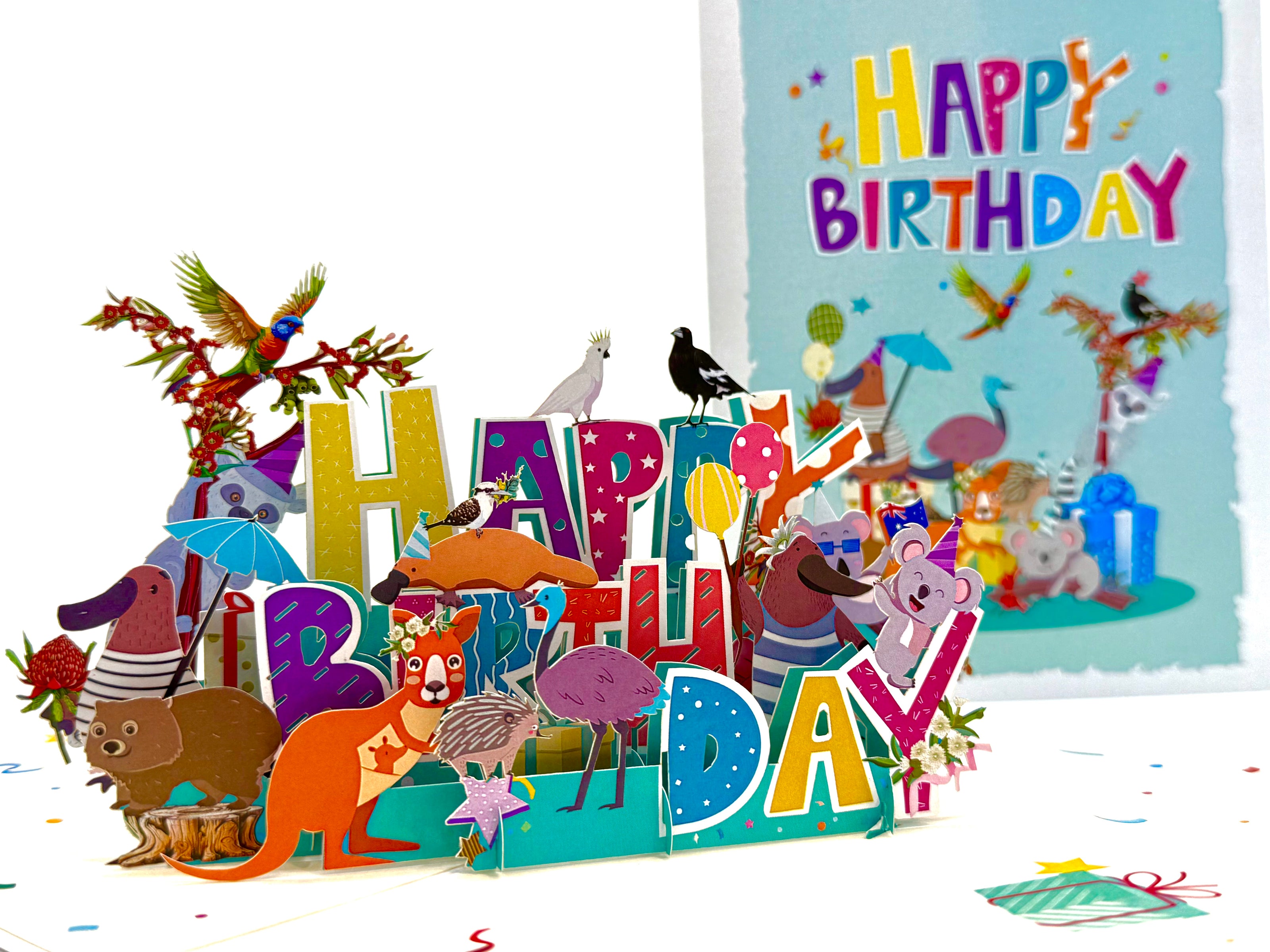 Australian Animal Happy Birthday Party Origami Pop Cards 3D Pop Up Greeting Card Thank You Handmade Happy Birthday Gift Thinking of You Happy Birthday Occasion Australiana Celebrate the Beauty and Happiness During Special Day Best Wishes Gift