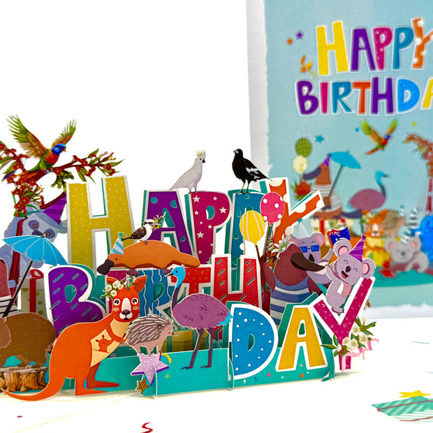 Australian Animal Happy Birthday Party Origami Pop Cards 3D Pop Up Greeting Card Thank You Handmade Happy Birthday Gift Thinking of You Happy Birthday Occasion Australiana Celebrate the Beauty and Happiness During Special Day Best Wishes Gift