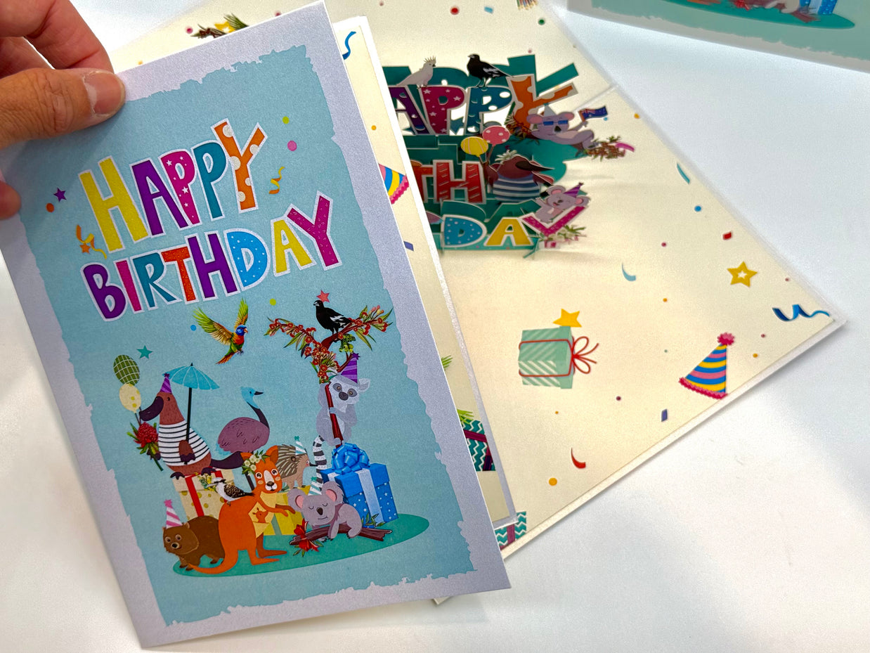Australian Animal Happy Birthday Party Origami Pop Cards 3D Pop Up Greeting Card Thank You Handmade Happy Birthday Gift Thinking of You Happy Birthday Occasion Australiana Celebrate the Beauty and Happiness During Special Day Best Wishes Gift