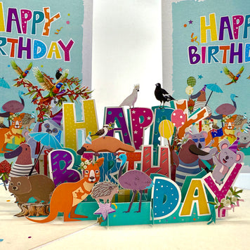Australian Animal Happy Birthday Party Origami Pop Cards 3D Pop Up Greeting Card Thank You Handmade Happy Birthday Gift Thinking of You Happy Birthday Occasion Australiana Celebrate the Beauty and Happiness During Special Day Best Wishes Gift