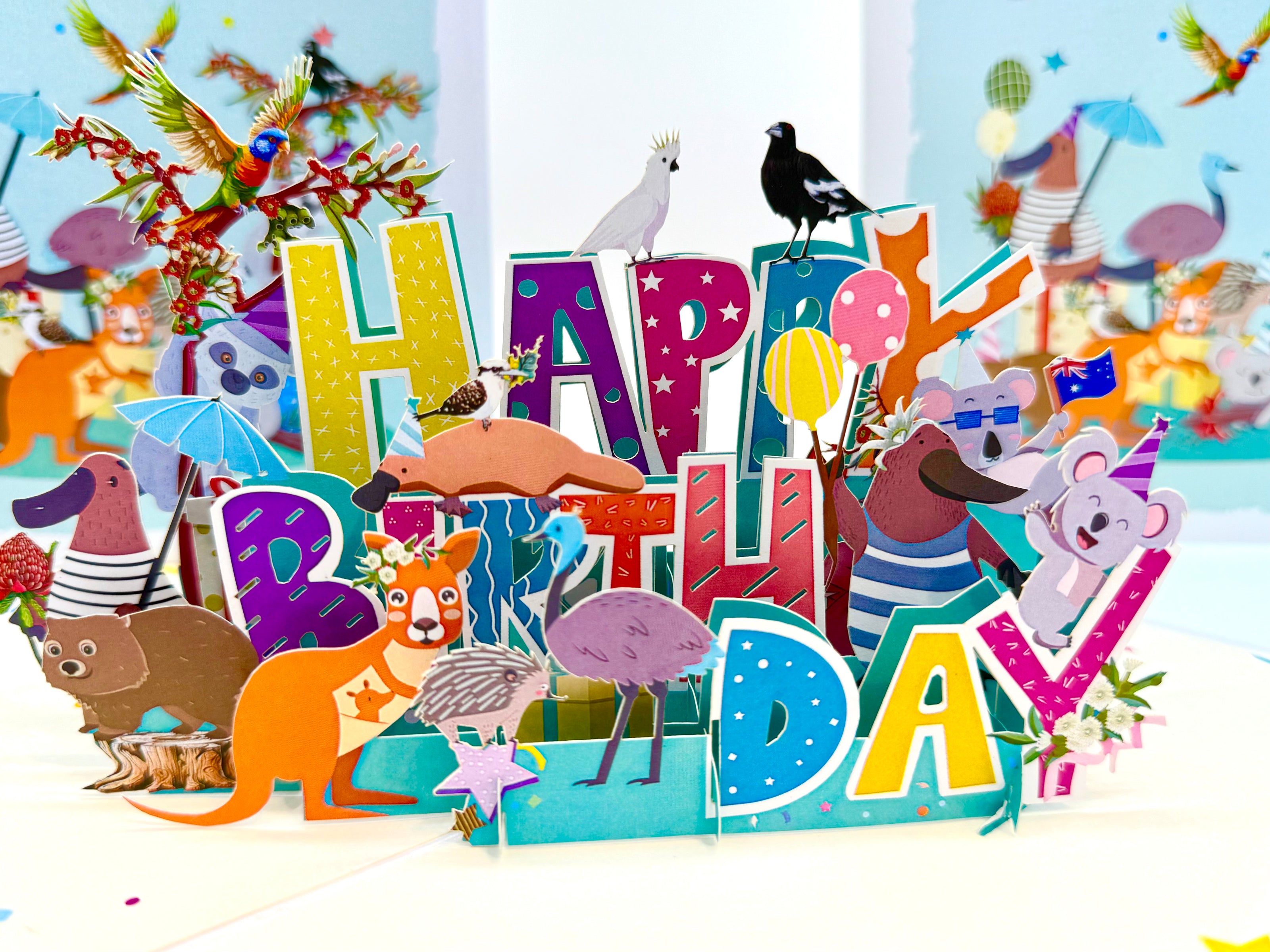 Australian Animal Happy Birthday Party Origami Pop Cards 3D Pop Up Greeting Card Thank You Handmade Happy Birthday Gift Thinking of You Happy Birthday Occasion Australiana Celebrate the Beauty and Happiness During Special Day Best Wishes Gift