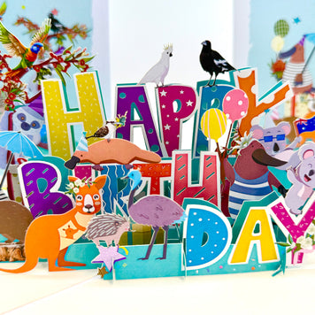 Australian Animal Happy Birthday Party Origami Pop Cards 3D Pop Up Greeting Card Thank You Handmade Happy Birthday Gift Thinking of You Happy Birthday Occasion Australiana Celebrate the Beauty and Happiness During Special Day Best Wishes Gift