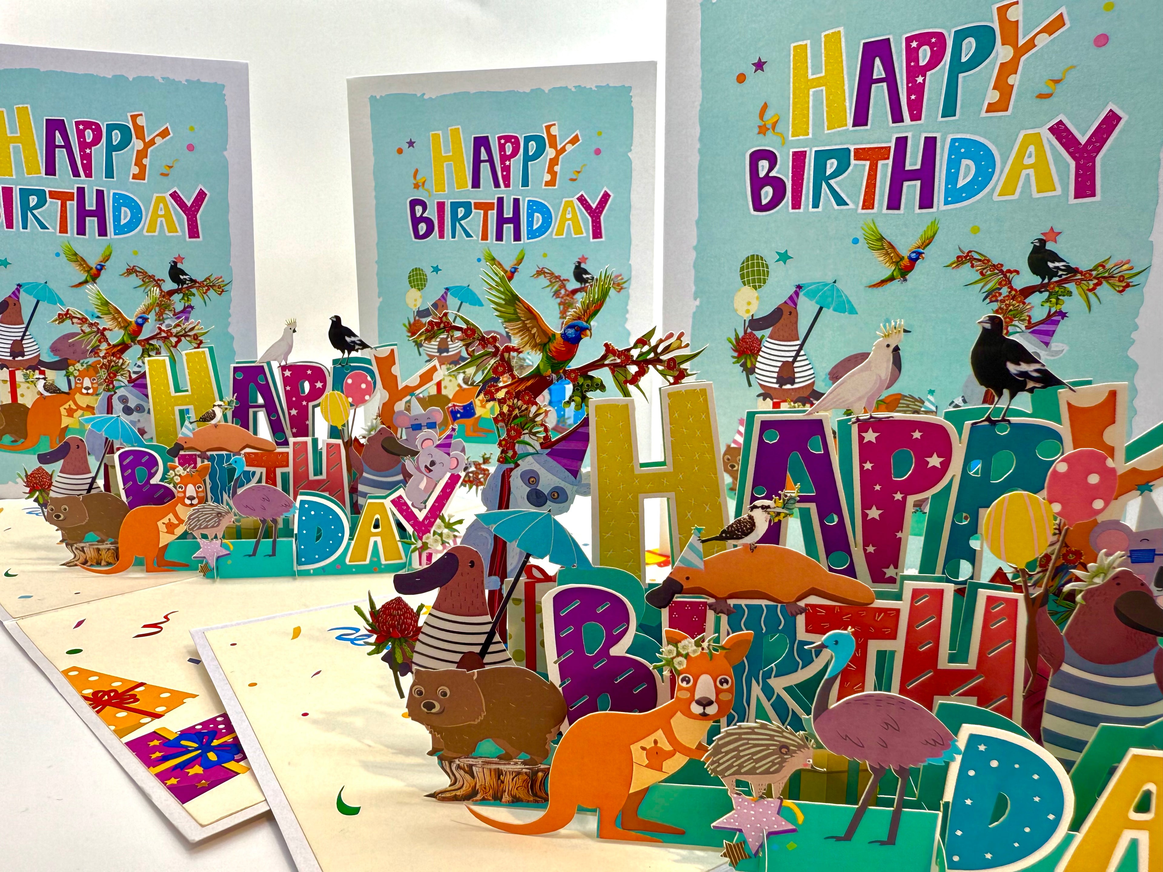 Australian Animal Happy Birthday Party Origami Pop Cards 3D Pop Up Greeting Card Thank You Handmade Happy Birthday Gift Thinking of You Happy Birthday Occasion Australiana Celebrate the Beauty and Happiness During Special Day Best Wishes Gift