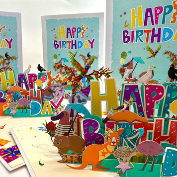 Australian Animal Happy Birthday Party Origami Pop Cards 3D Pop Up Greeting Card Thank You Handmade Happy Birthday Gift Thinking of You Happy Birthday Occasion Australiana Celebrate the Beauty and Happiness During Special Day Best Wishes Gift